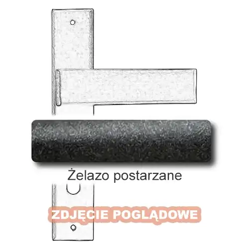 Klamka Stockholm 1820 z otworem na wkładkę patentową - żelazo postarzane