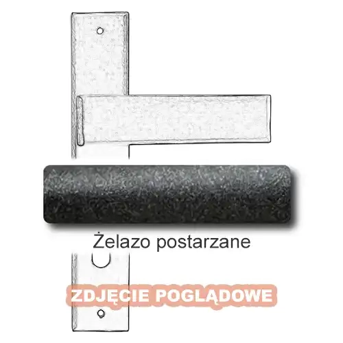 Klamka Stockholm 1820 z otworem na wkładkę patentową - żelazo postarzane