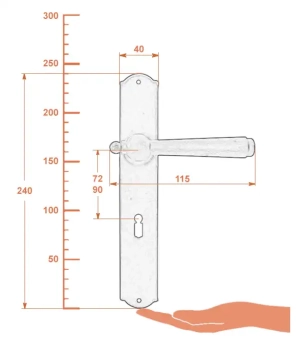 Klamka Monaco 2900 z otworem na klucz - wymiary