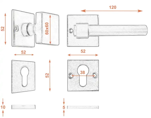 Klamko-gałka zewnętrzna Milano 5604 A/B - wymiar