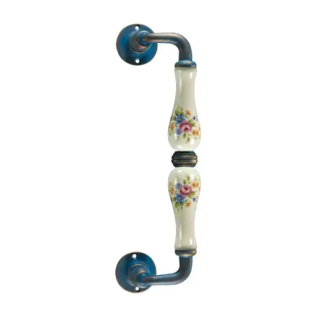 Uchwyt Berlino 5-50 ZANC 250 mm, porcelana kremowa kwiaty wiosenne