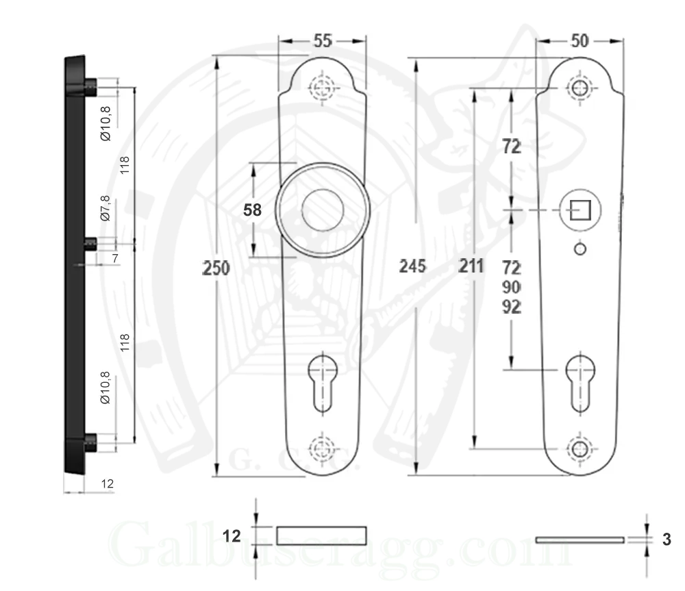 Klamko-gałka zewnętrzna Beatrice 4305 A-B - wymiar