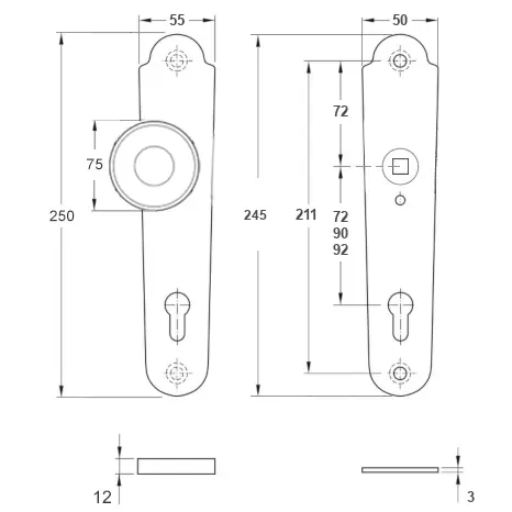 Klamko-gałka zewnętrzna Heliodor 4301 C-D - wymiar