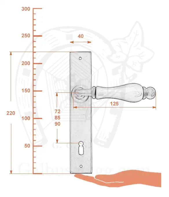 Klamka Amsterdam 5-10 na klucz, porcelana kremowa D9