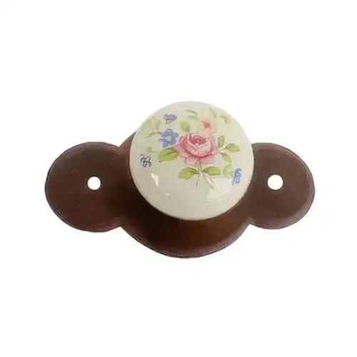 Gałka meblowa Barbara 05+D31 porcelana kremowa (kwiaty wiosenne)