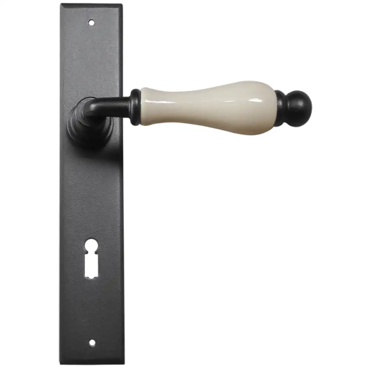 Klamka Amsterdam 5-10 na klucz, porcelana kremowa D9