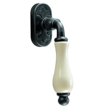 Klamka okienna Copenhagen 2625 w kolorze czerń cynkowana + porcelana kremowa gładka