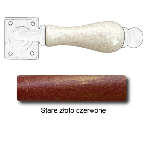 Klamka Amsterdam 5-20 w kolorze rdza starodawna, porcelana kremowa spękana D5