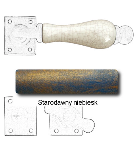 Klamka Amsterdam 5-20 w kolorze rdza starodawna, porcelana kremowa spękana D5